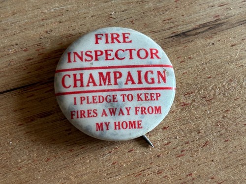 Fire Inspector Badge Pinback Pin Champaign IL St Louis Button Vintage ...