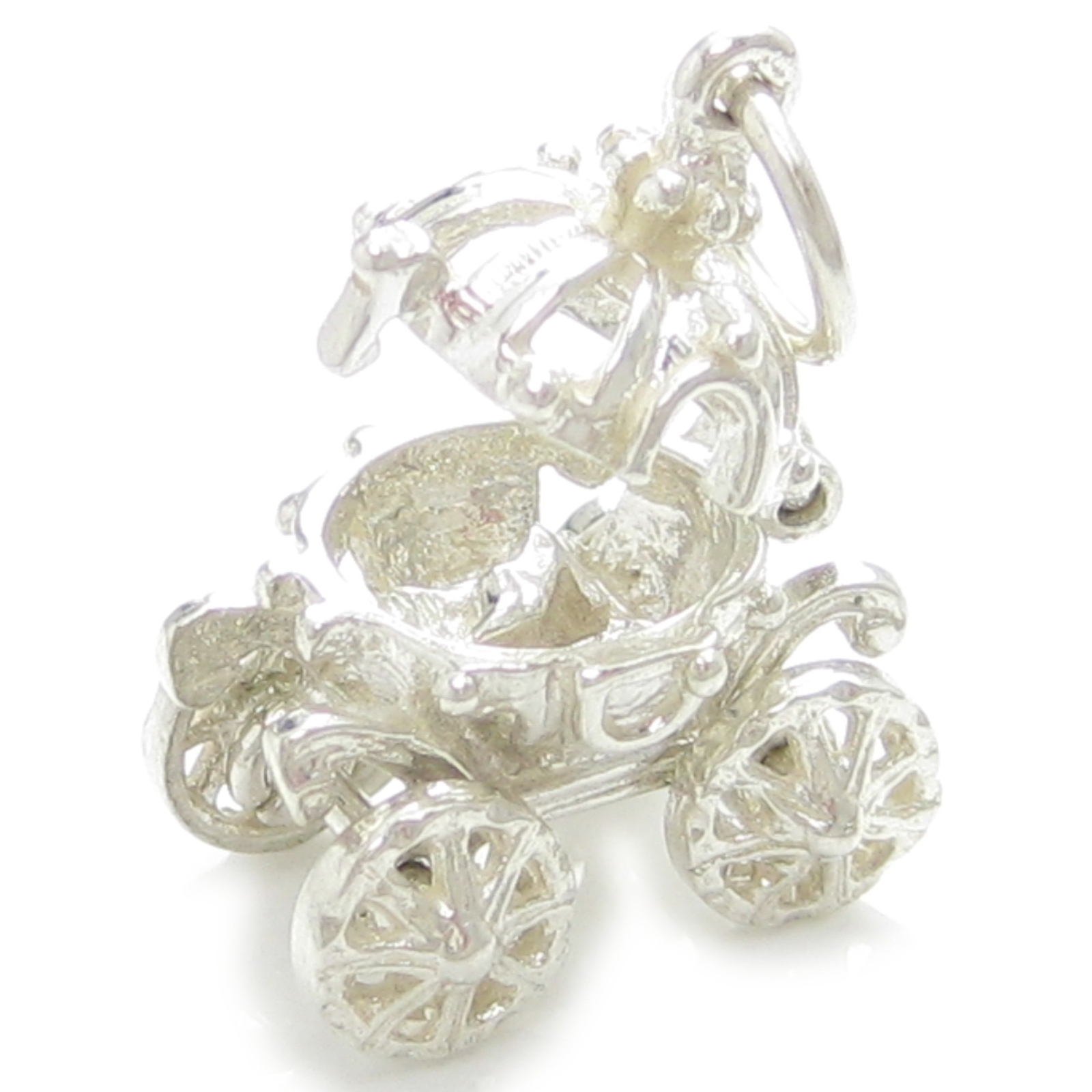 Cinderella Coach opening sterling silver charm .925 x 1 Carriage charms.