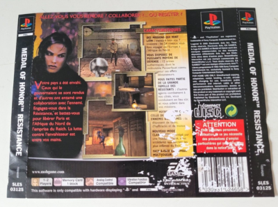 Jaquette cover Arrière PS1 Playstation 1 medal of honor