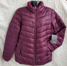Cherokee Puffer Jacket Womens Size Medium Burgundy Full Zip Coat- Nwt
