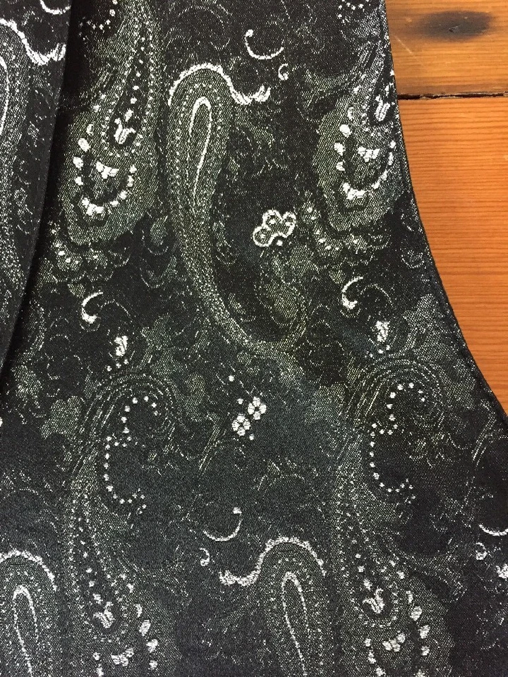 Lord West Black Metallic Silver Paisley Formal Tuxedo Vest Adjustable 38-44 M - Image 2 of 4