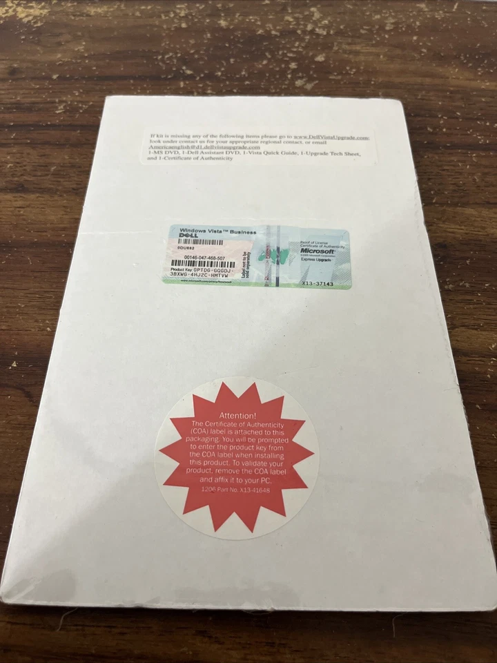 Dell Express Upgrade to Windows Vista 2007 W/ COA New Sealed - Image 2 of 2