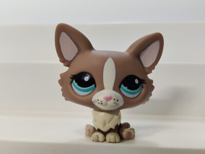 2010 Littlest Pet Shop Blythe Scooter Corgi Puppy Dog Tan Cream Teal Eyes #1864