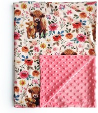 Highland Cow Wild Flower Baby Blanket for Boys and Girls, 30"x40" Boho Floral