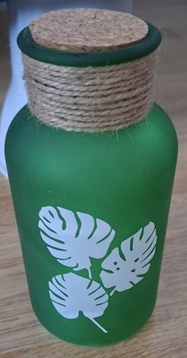 Tischlampe, batteriebetrieben, Glas, grün mit Motiv