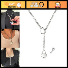 Heart O-Ring Slip Chain Necklace for Women  Men - Stainless Steel Punk Rock Lar