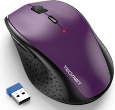 TECKNET Wireless Mouse, 2.4G USB Computer Mouse with 6-Level Adjustable, Purple