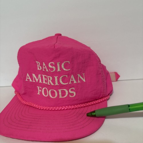 Vintage Basic American Foods Neon Pink Adjustable Hat Nylon - Afbeelding 3 van 12