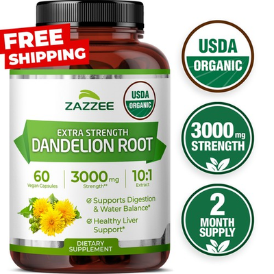 #ad #ad Zazzee USDA Organic Dandelion Root 10:1 Extract 3000 mg Strength 60 Capsules $22.97