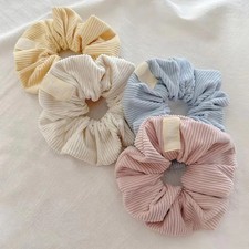 Vintage Solid Color Corduroy Stripe Hair Scrunchie Elastic Hair Bands Korean Hai