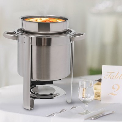 4.23 QT Round Food Chafer Catering Chafing Dish, Stainless Steel Deep Soup Pot
