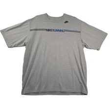 Nike Running Shirt Dri-Fit Men's Size XL Lightweight Grey Spellout