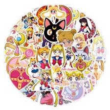 55PCS Sailor Anime Moon Stickers,Teens Stickers for Water Bottle Laptop Gray
