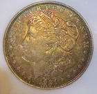 1921 D Morgan silver dollar - Circulated, fully toned both sides, 5368