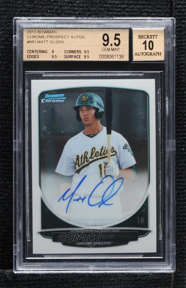2013 Bowman Chrome Prospects Auto Matt Olson #BCP-MO BGS 9.5 GEM MINT Auto 0q4x