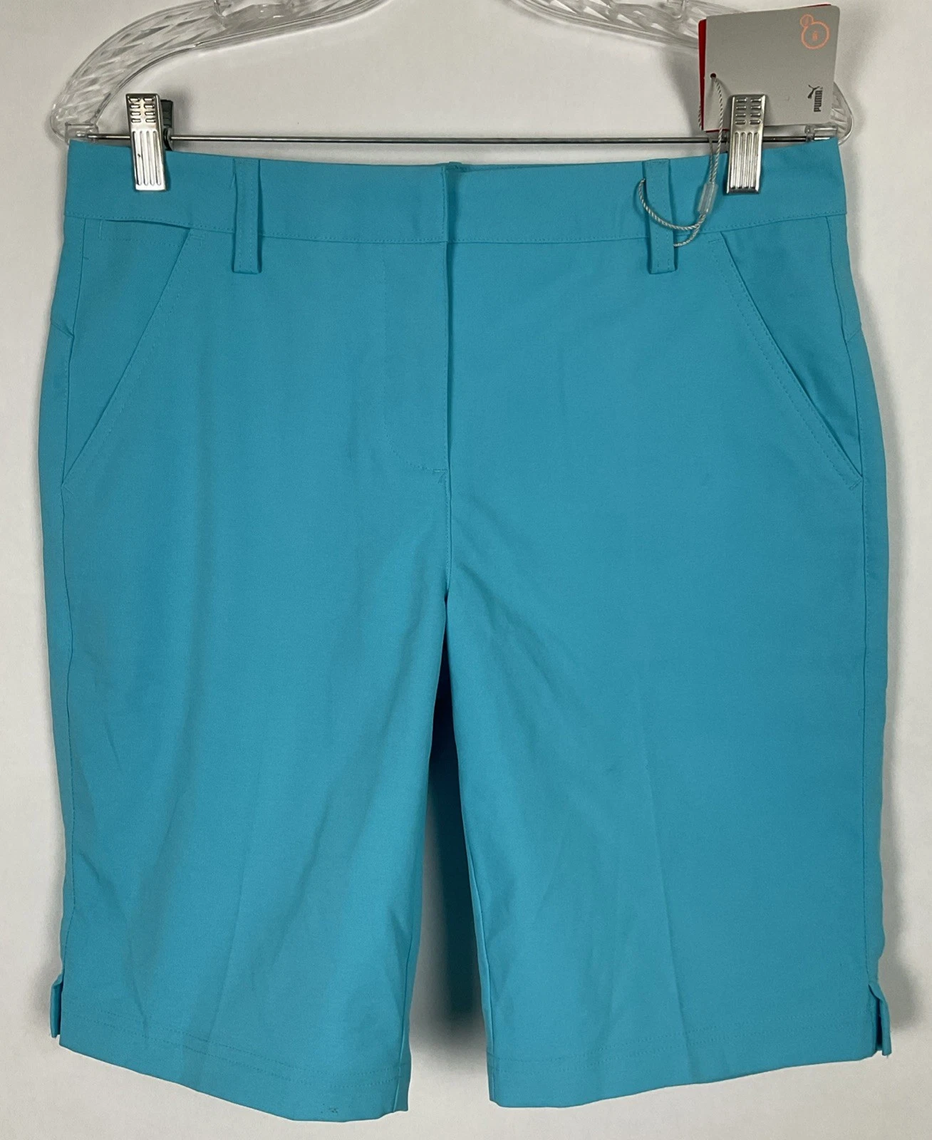 Bermuda donna Puma nuovi con etichette Pounce taglia 6 blu atollo Poly Dry Cell nuovi