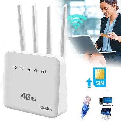 4G SIM Karte Router 300Mbps 4G LTE WiFi Router Haus WLAN Router mit 4 Antennen