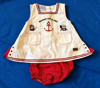 Vintage Classic Raggedy Ann & Andy Sailor Dress Bloomers Baby Girl 6 9 Months