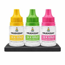 Gold Silver Platinum Testing Kit 150-200 Tests 10k 14K 18K Solutions with Acid