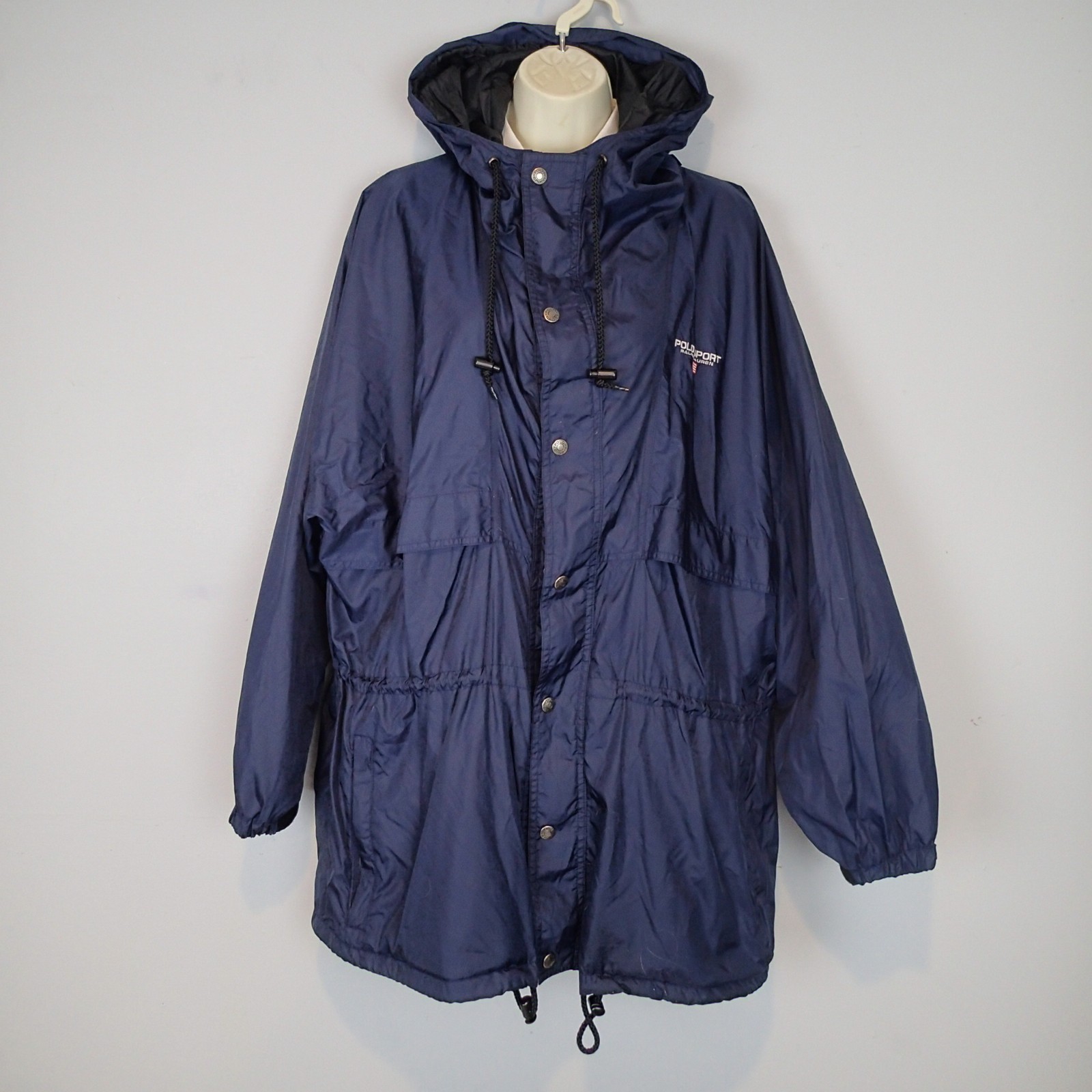 Ralph Lauren Polo Sport Vintage Navy Hooded Windbreaker zip Jacket coat size L thumbnail 2