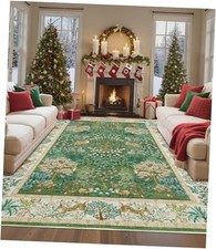 5x7 Christmas Rug Living Room Rug Non Slip Washable Stain Resistant 5x7