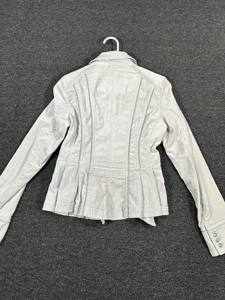 Nueva Chaqueta White House Black Market Terciopelo Peplum Para Mujer’s 6 Gris Preppy Elastizada Foto 2 de 4