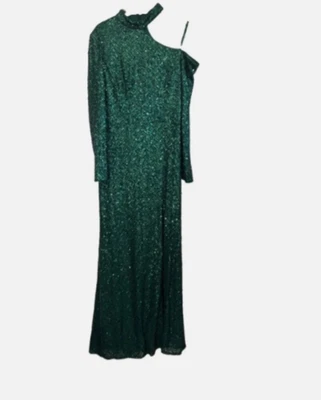 XSCAPE Sequin Cutout Shoulder Long Sleeve Evening Dress Size: 14 - image 1 of 4