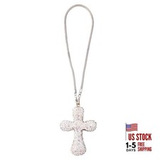Cross Rear View Mirror Charm, 3D Bling Rhinestone Cross Car Hanging