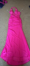 Sherri Hill Pink Halter Ruched Rhinestone Beaded Long Gown Dress Size 0