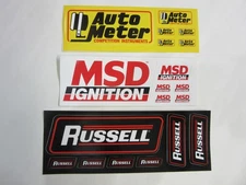 Lot of 3 Racing Stickers Auto Meter MSD Ignition Russell - Perfect