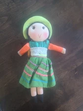 Vintage Peruvian Folk Art Cloth Rag Doll PIEL CANELA Mother & Child 13"