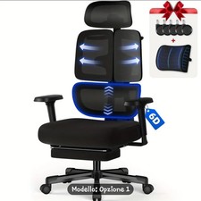 Sedia ufficio ergonomica poggiatesta regolabile rivestimento in tessuto a rete