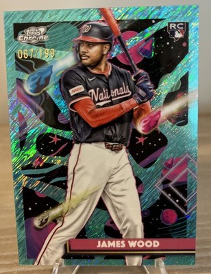 2025 Topps Cosmic Chrome - James Wood #1 Aqua Equinox Refractor /199 (RC)