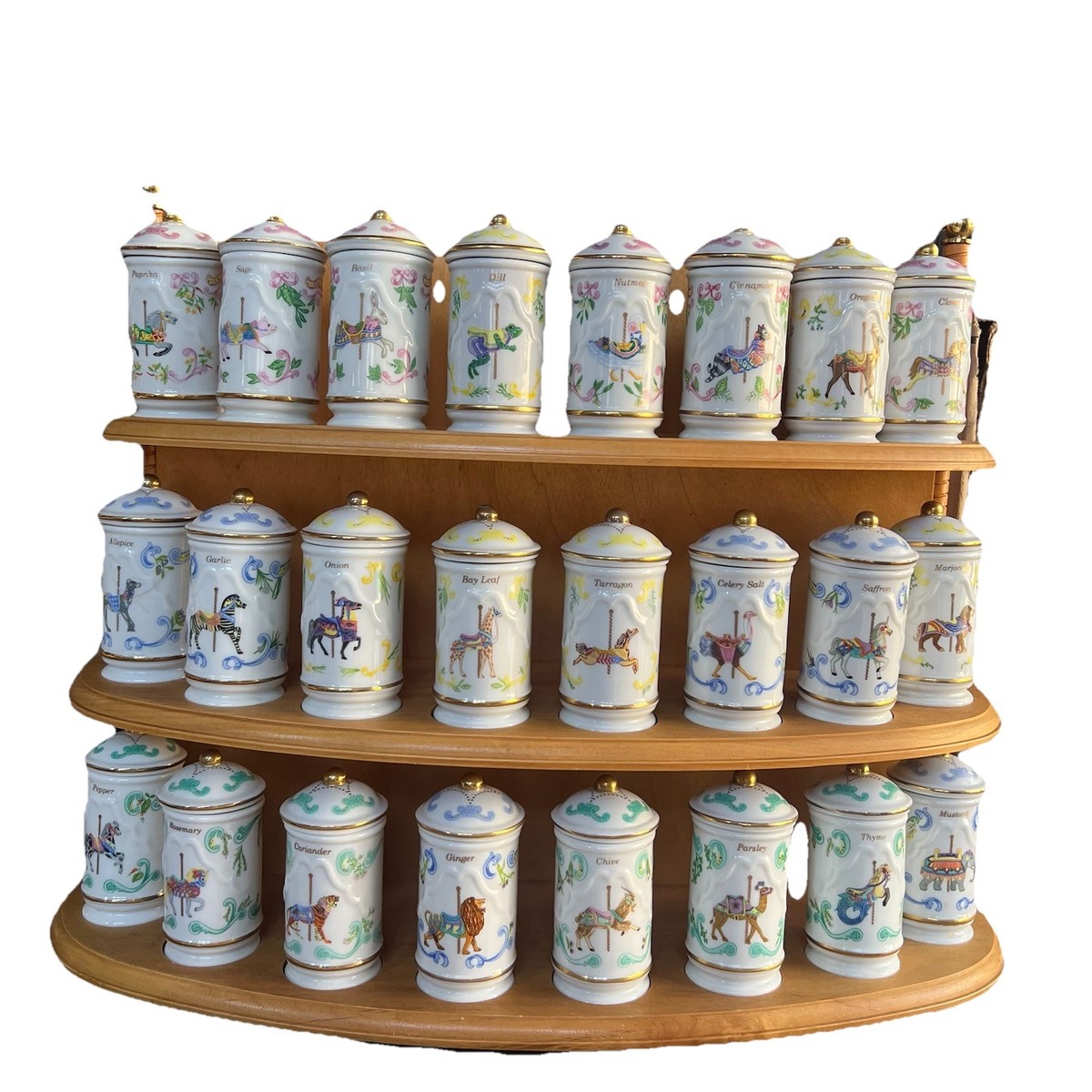 フランスアンティーク　The &　Epices セット RARE * Lenox 1993 Spice Carousel - Complete 24 Jar Set (NIB) w