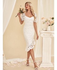 JJ s House Adelita Lace Midi Dress White Small NWT 312108 Bridal Shower