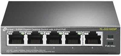 TP-Link TL-SG1005P Desktop-Swich 4 PoE-Ports Grau