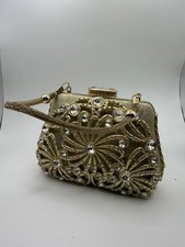 Gold Beaded Rhinestone Embellished Evening Bag