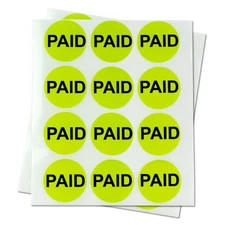Paid Pricing Labels (1 inch, Lime Green - 300 Labels) Circle Dot Paid Sticker...