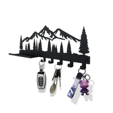 Key Holder for Wall | Metal Key Holder Hooks 12 Inch Mountain (with Shelf)