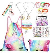 17 Pcs Unicorn Gifts for Girls Teen Necklace Bracelet Jewelry Hair Ties Backpack