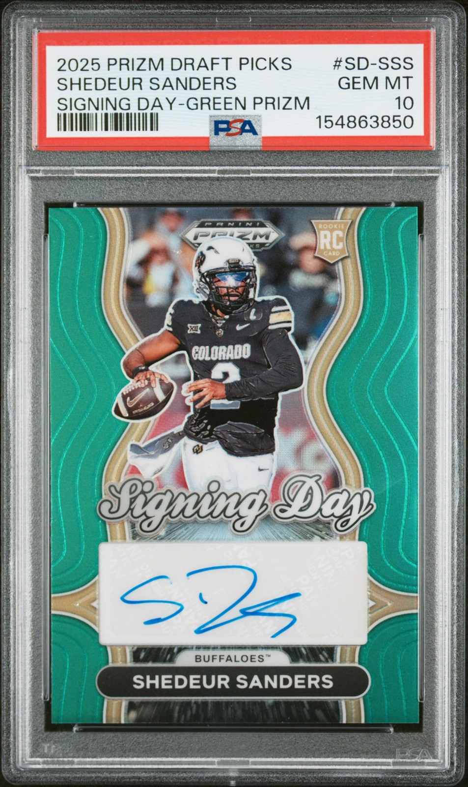 Shedeur Sanders Panini Prizm Draft Picks Signing Day #SDSSS Green