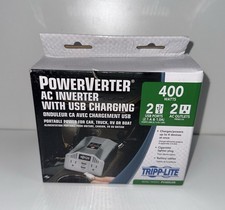 New Tripp Lite 400W AC Power Inverter USB Charging 2 Outlets 2 USB Ports Silver