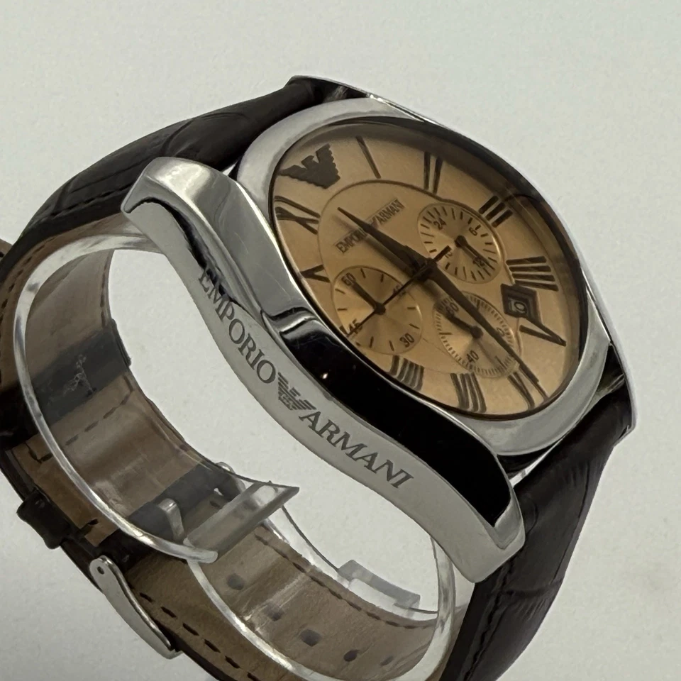 Emporio Armani Mens Chronograph Dress Watch Champagne Dial Roman Numerals AR1634 - Image 2 of 4