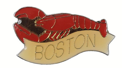 Boston Souvenir Lobster Lapel Hat Pin Red Gold Tone Massachusetts USA Travel