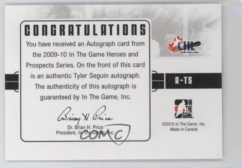 2009-10 ITG Heroes and Prospects Auto Tyler Seguin #A-TS Auto - Image 2 of 2