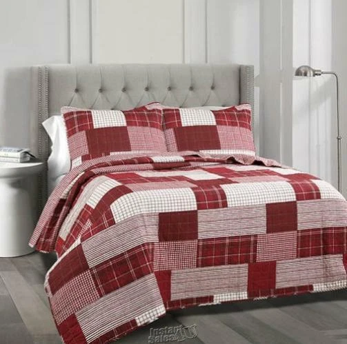 Lush Décor Greenville Quilt Set Red King Foto 2 de 2