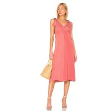 NWT SHOW ME YOUR MUMU Arlene Sangria Pink Silky Dots Faux Wrap Midi Dress XS