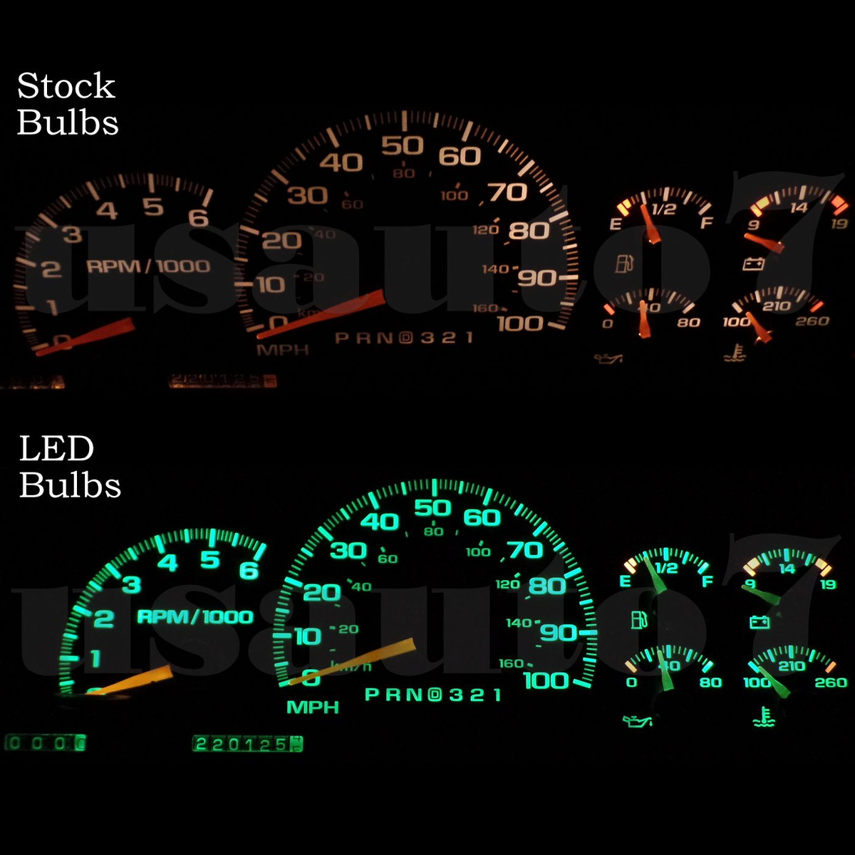 Green LED Instrument Cluster Gauge Light Upgrade Kit – Fits 1995-2004 GMC Jimmy, Dimmable