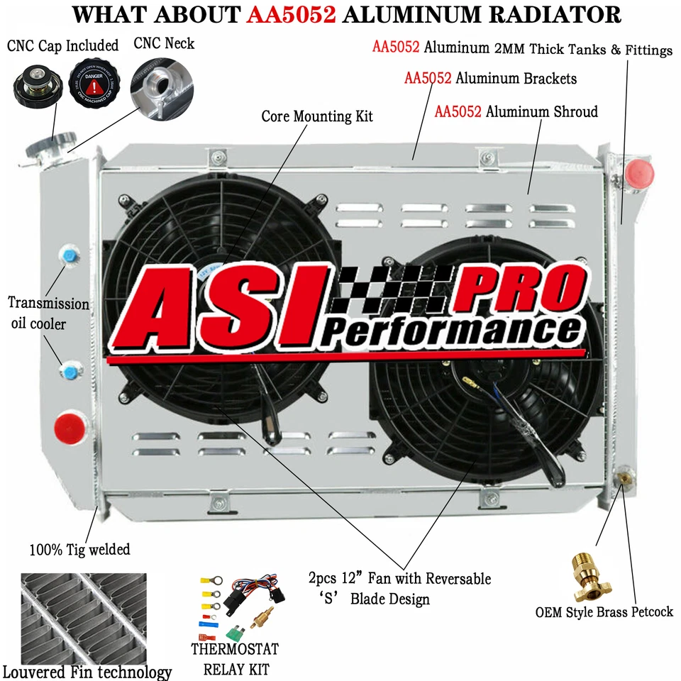 4 ROW ALUMINUM RADIATOR SHROUD FAN For 1969-1973 1971 FORD MUSTANG LTD TORINO - Image 2 of 4