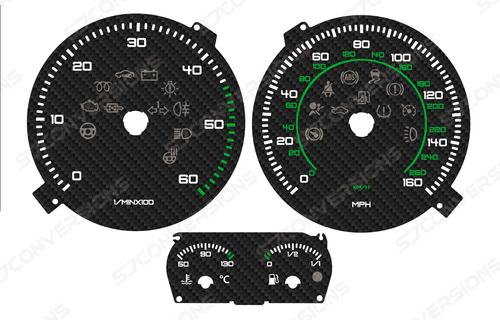 VW Caddy Mk3 Version 2 Carbon Dial Cards 8 Colours Gauges - Picture 4 of 8